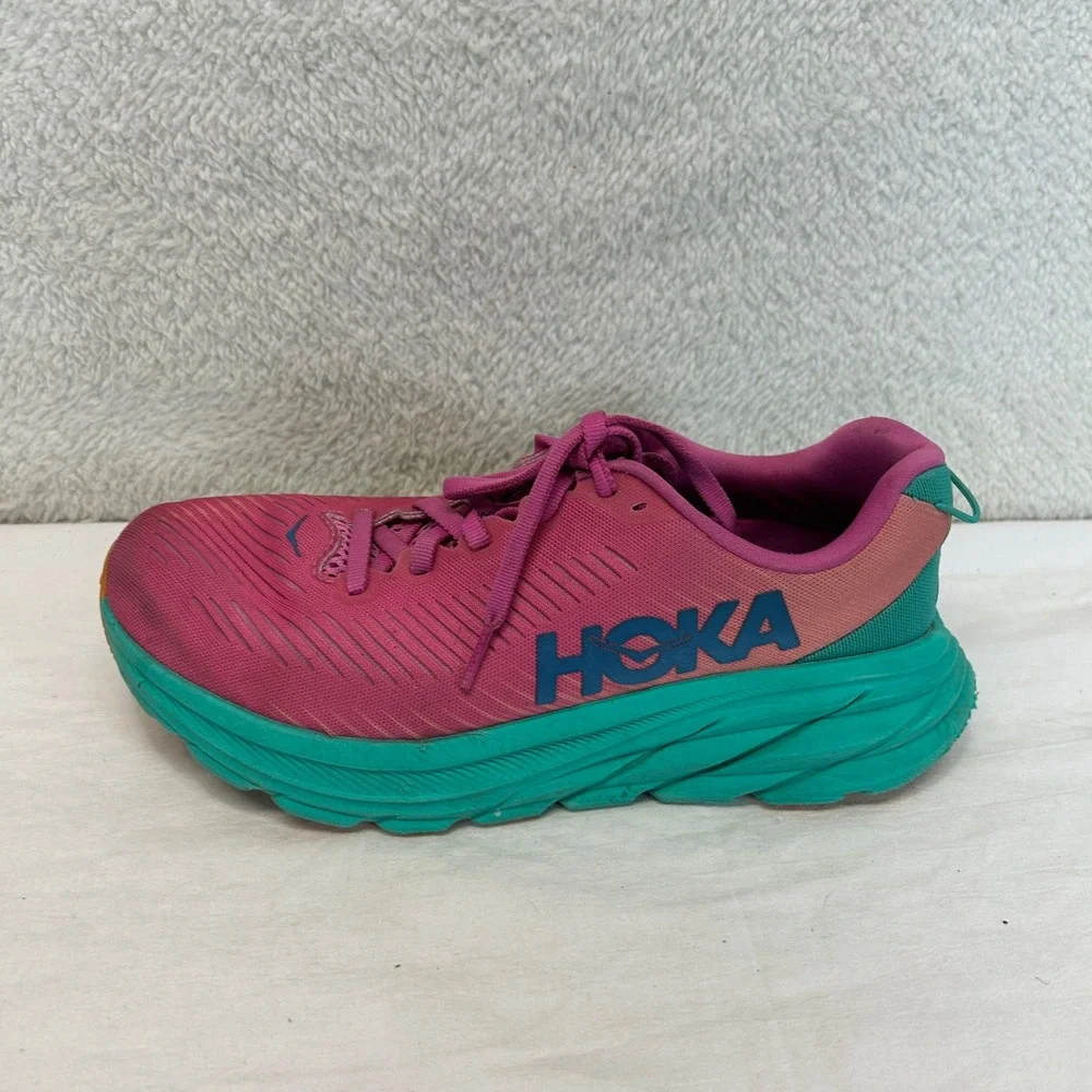 Hoka‎ Rincon 3 Women 6.5B Pink Teal Running Shoes 1119396 PPAT Mesh Athletic